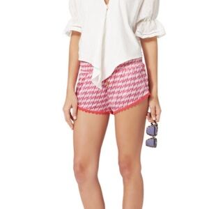 PALOMA BLUE Paloma Green Mosaic Print Shorts 100% Silk Lightweight Beachy Sz XS